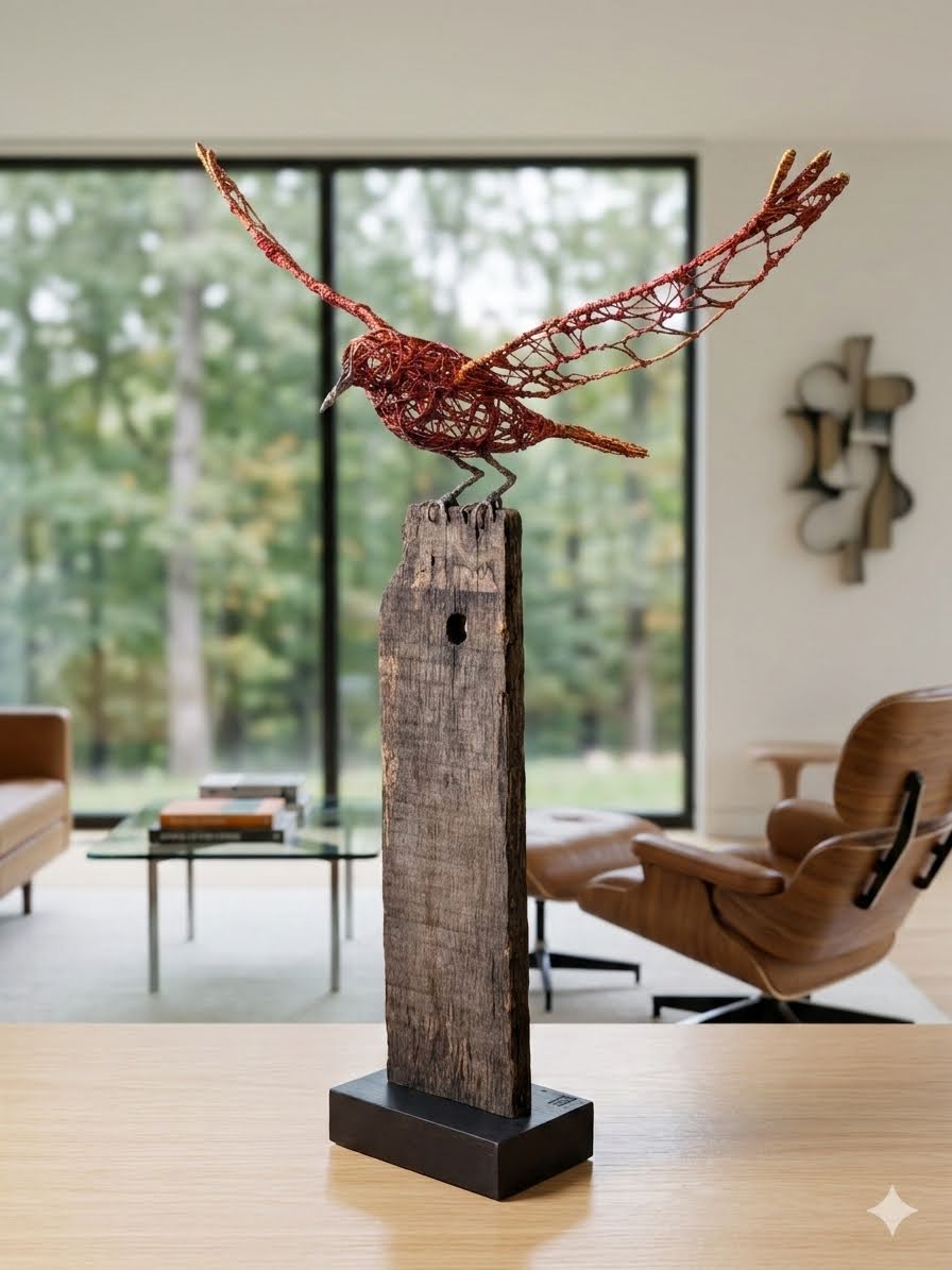Escultura de alambre - Vuelo de otoño