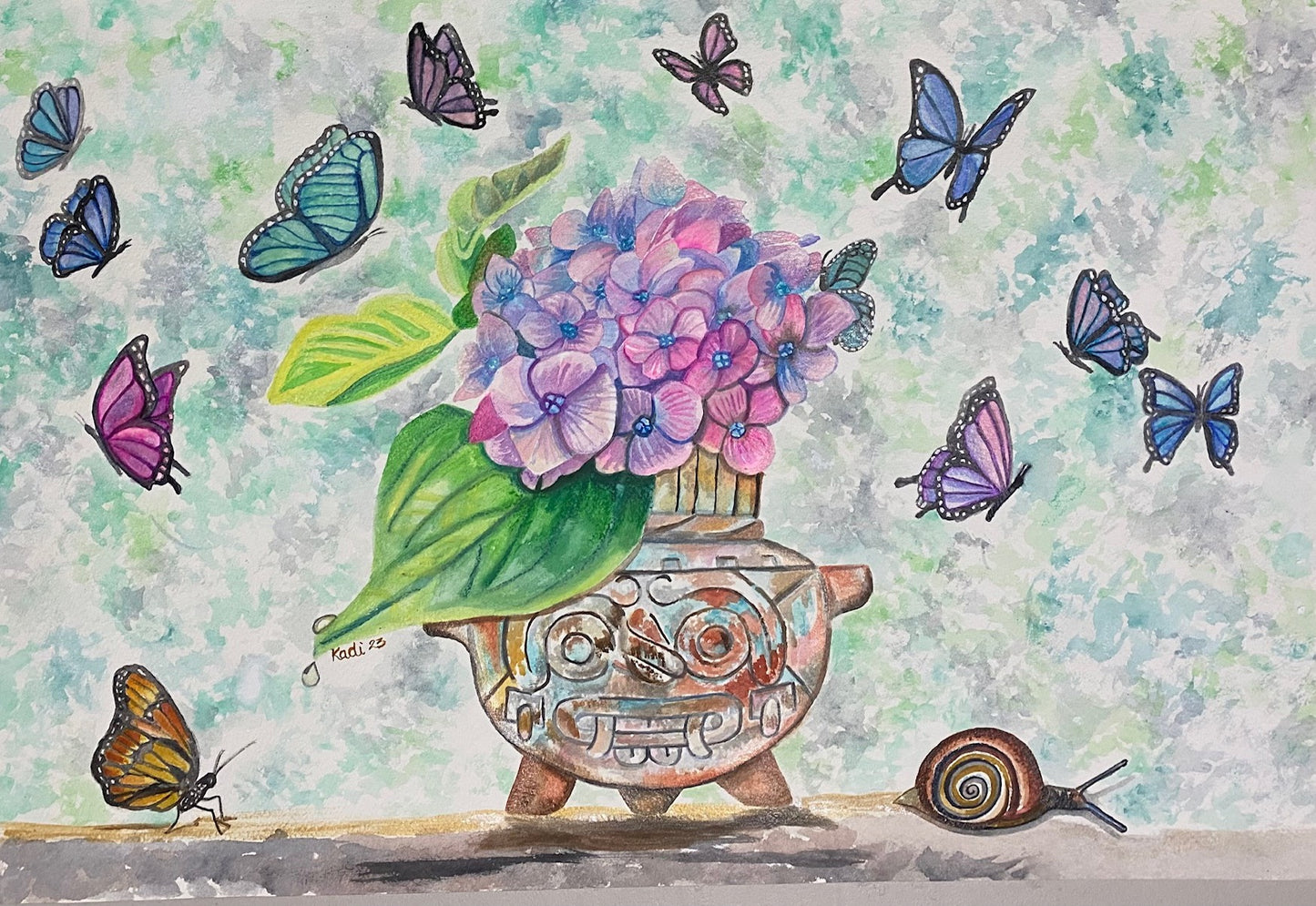 Pintura- Hortencias Blanca