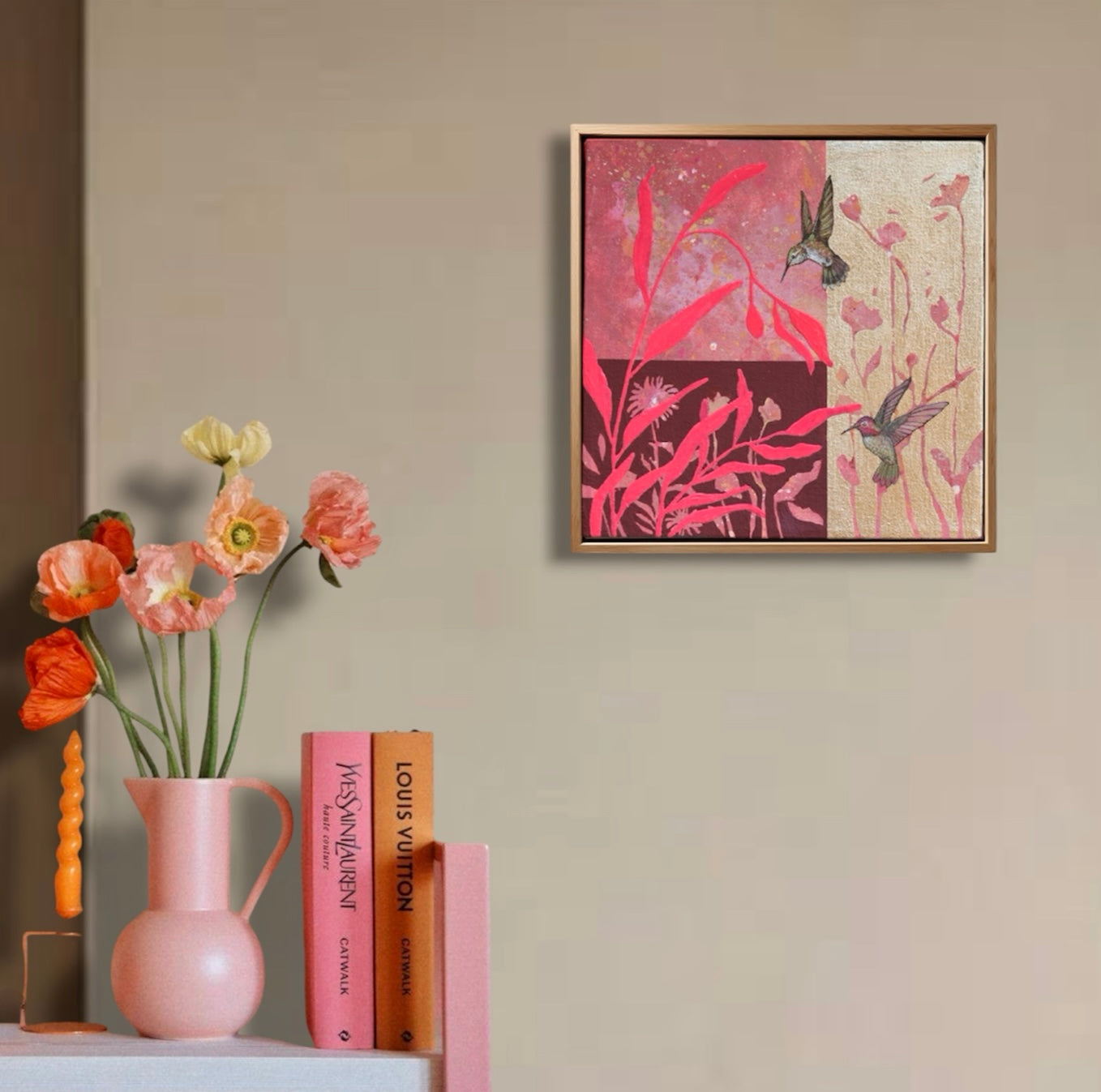 Obra de arte Original- Colibríes en Primavera
