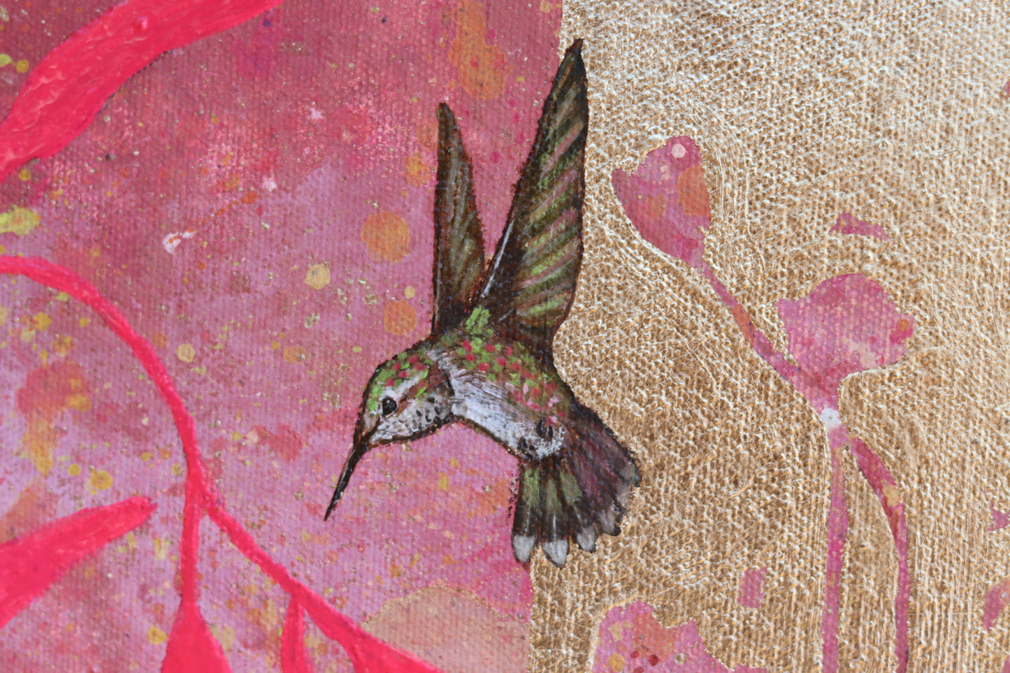 Obra de arte Original- Colibríes en Primavera