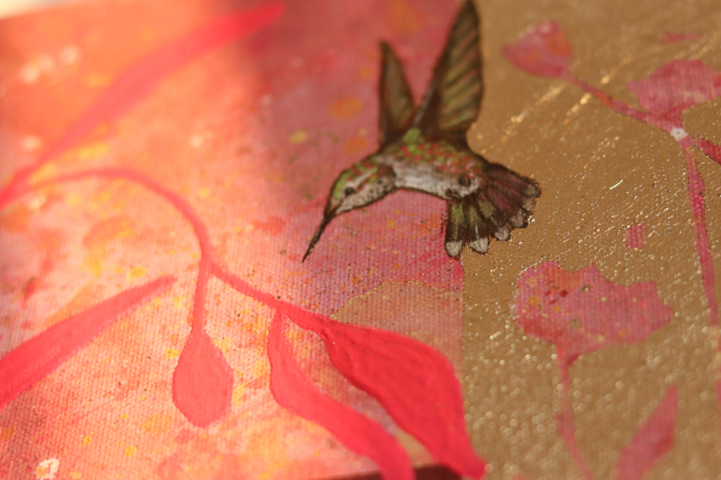 Obra de arte Original- Colibríes en Primavera