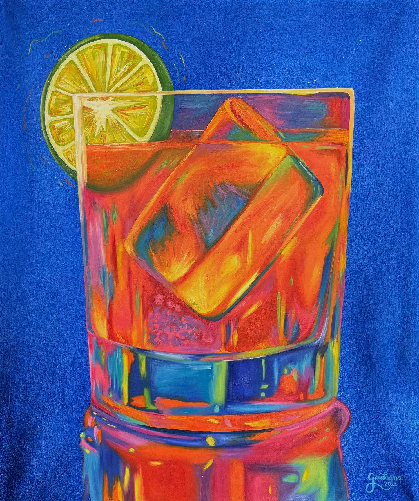 Arte contemporáneo- Liquid Fire-Blue Gold Cocktail