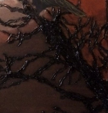 Arte Decorativo -El Sobrevolar Agónico De Un Cuervo De Su Hábitat En Llamas