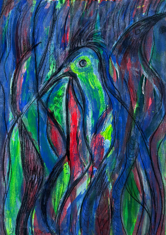 Pájaros ocultos en el follaje