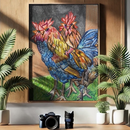 Pintura- Cinco gallos