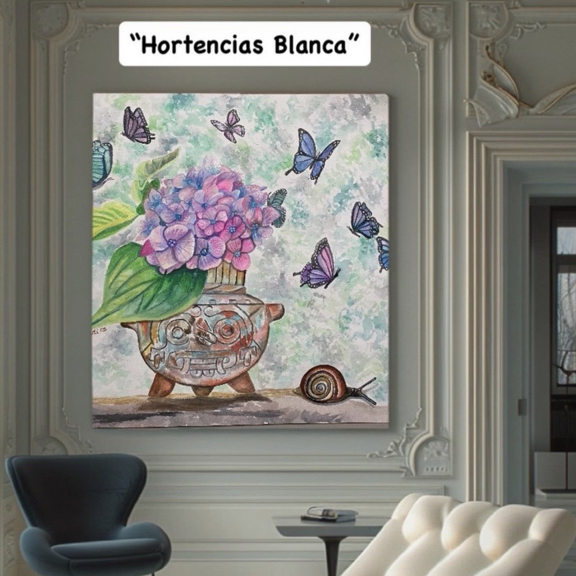 Pintura- Hortencias Blanca