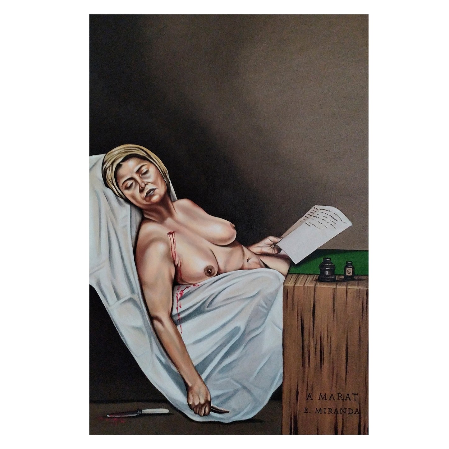 Obra de arte original - Paráfrasis de Jaques-Louis David (La Muerte de Marat)