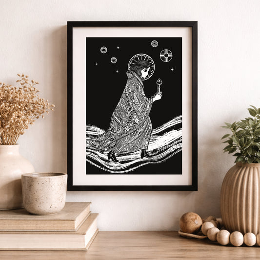 La Llave Arte Místico Original | Ilustración Esotérica Onírica | Grimorio Contemporáneo | Lista para Enmarcar