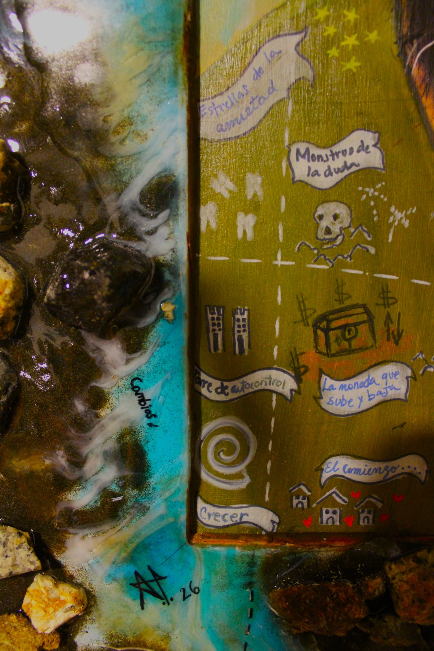 Obra de arte original-Geografía del Ser (Un Mapa en Constante Cambio)