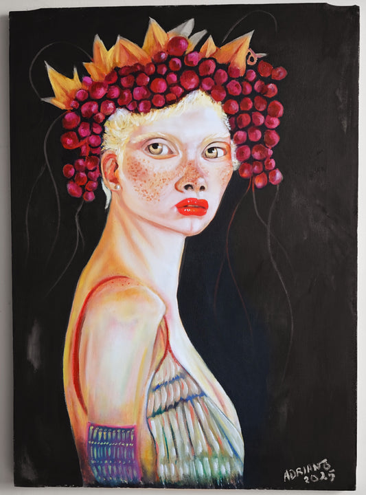 Mujer coronada con uvas