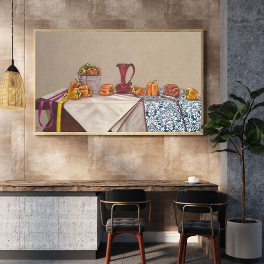 Pimientos con jarra roja