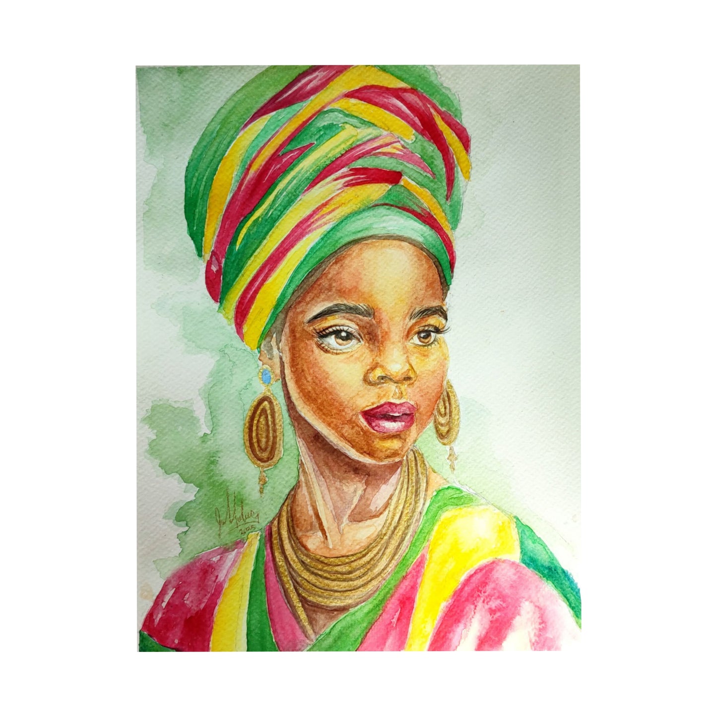 Acuarela - "Mamá Afrika" - Obra original