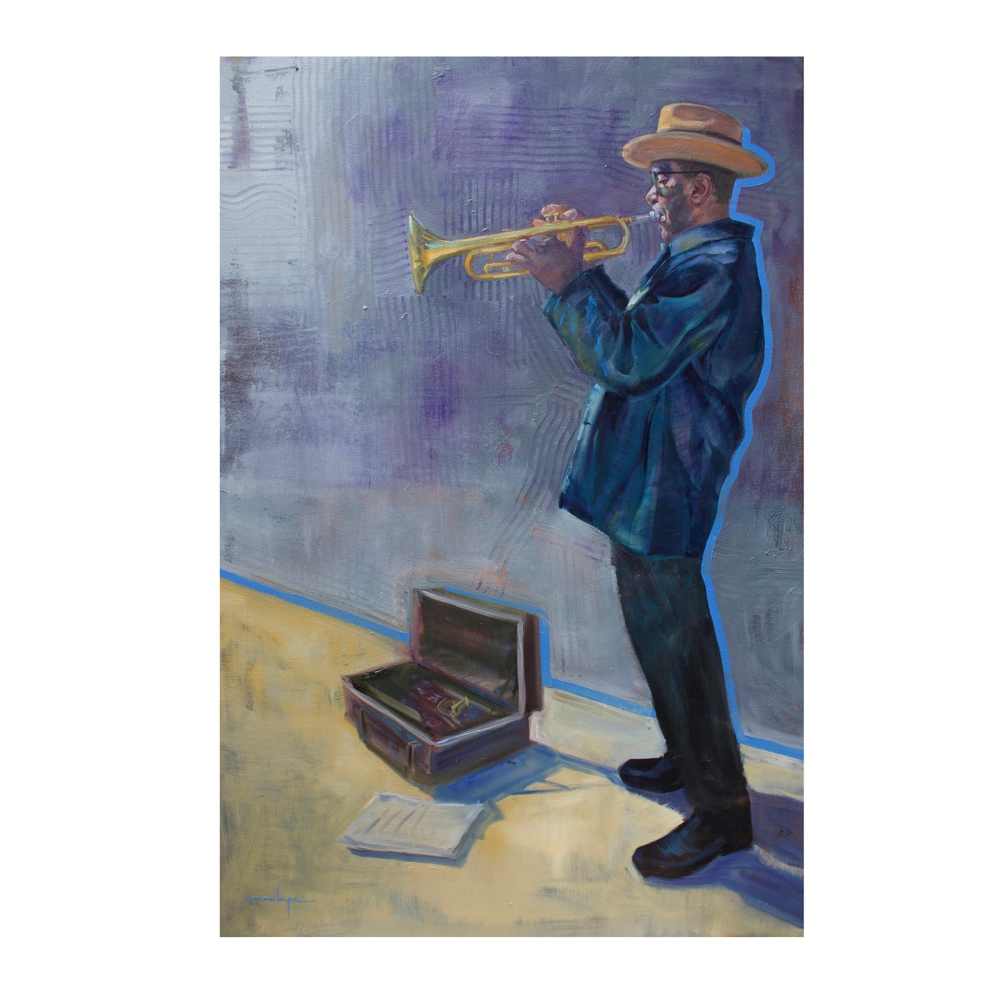 Obra al óleo - Notas azules