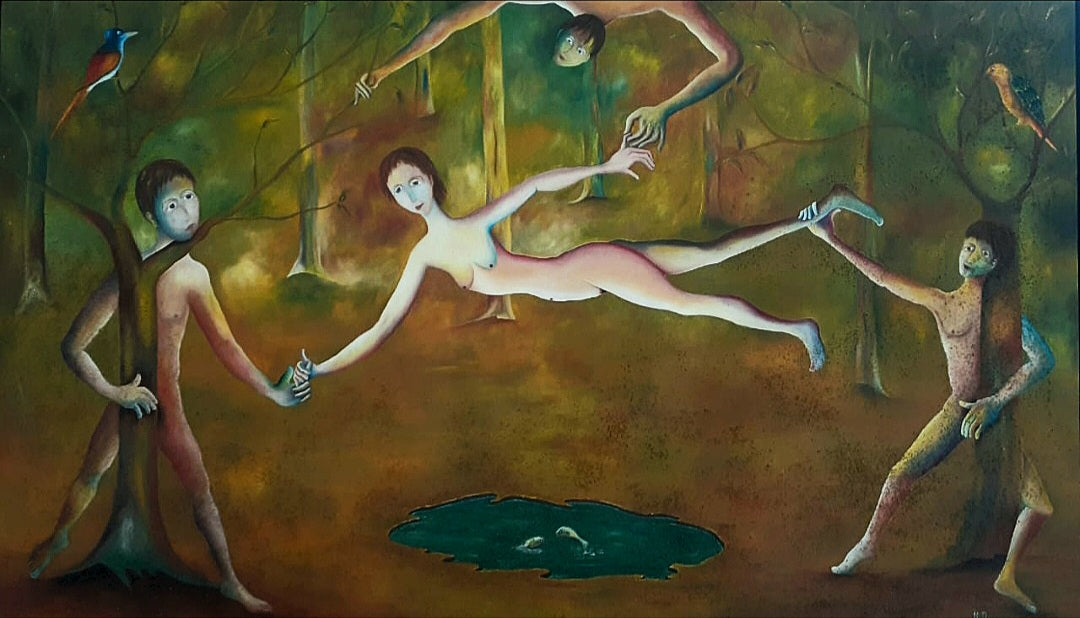 OBRA DE ARTE ORIGINAL "ENCUENTRO EN EL BOSQUE"