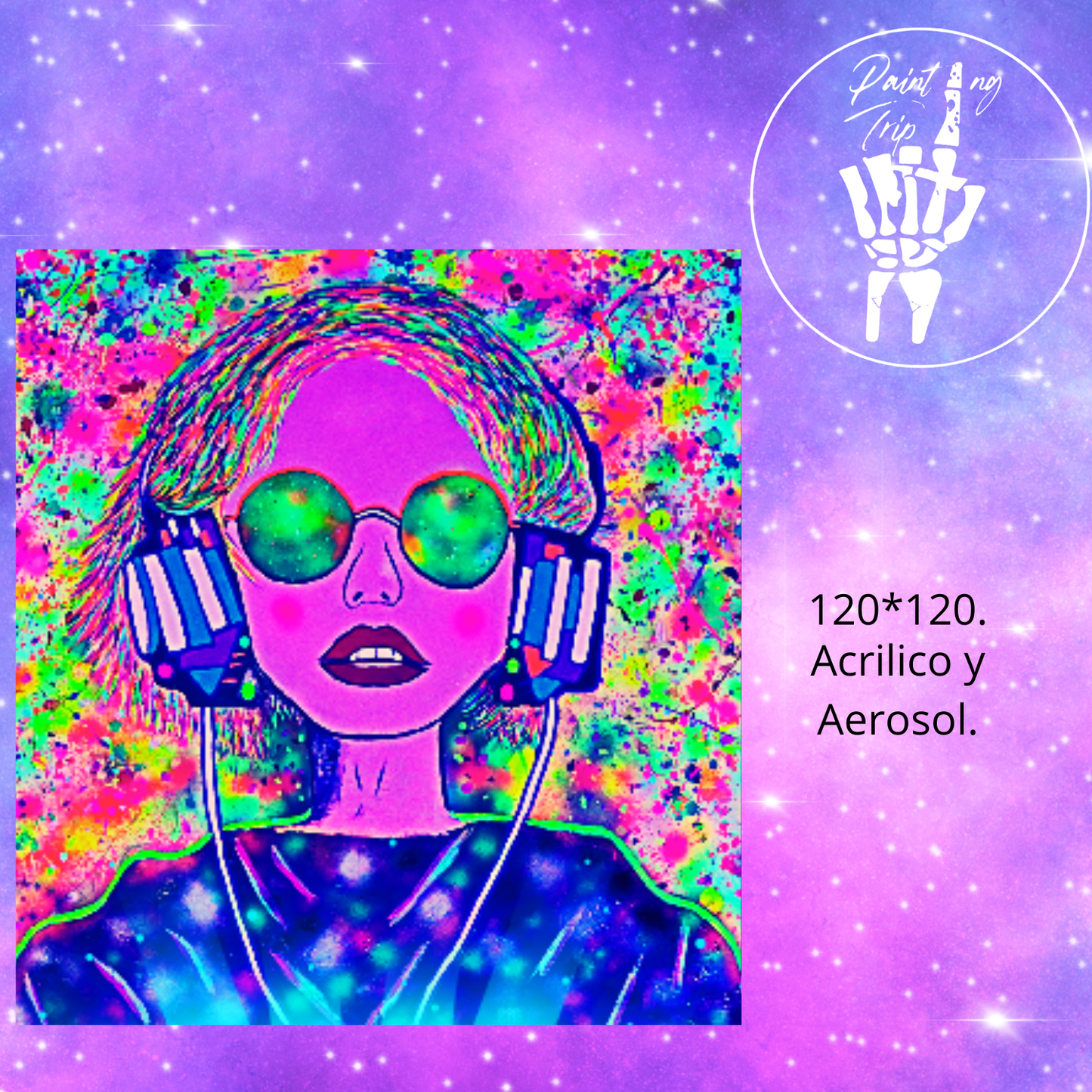 Cuadro Decorativo Neon - Mujer Music