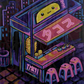 Taquitos Kawaii Neon Ciudad Neon Pintura Acrilica Original Obra de Arte