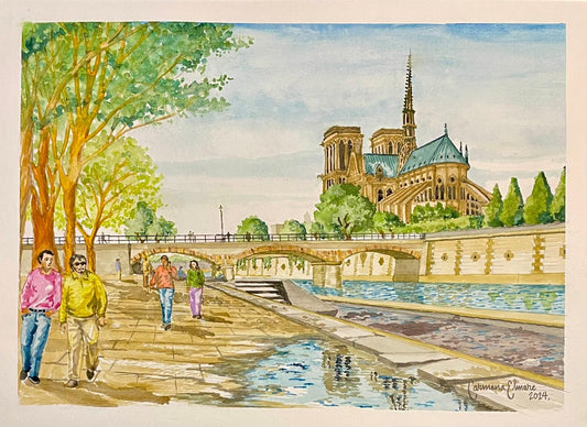 La catedral de Notre Dame vista desde el andador del Río Sena