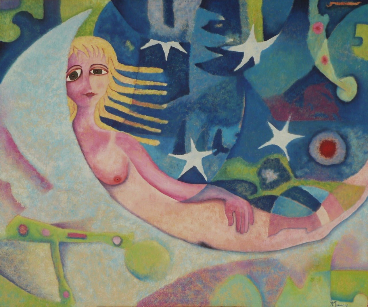 OBRA DE ARTE ORIGINAL "VIAJANDO CON LUNA"