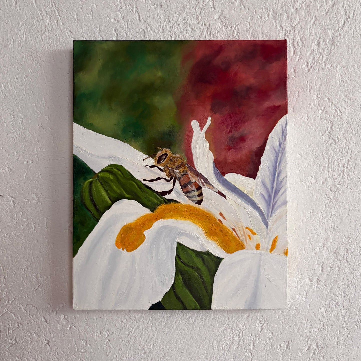 Cuadro al óleo-Lirio y Abeja