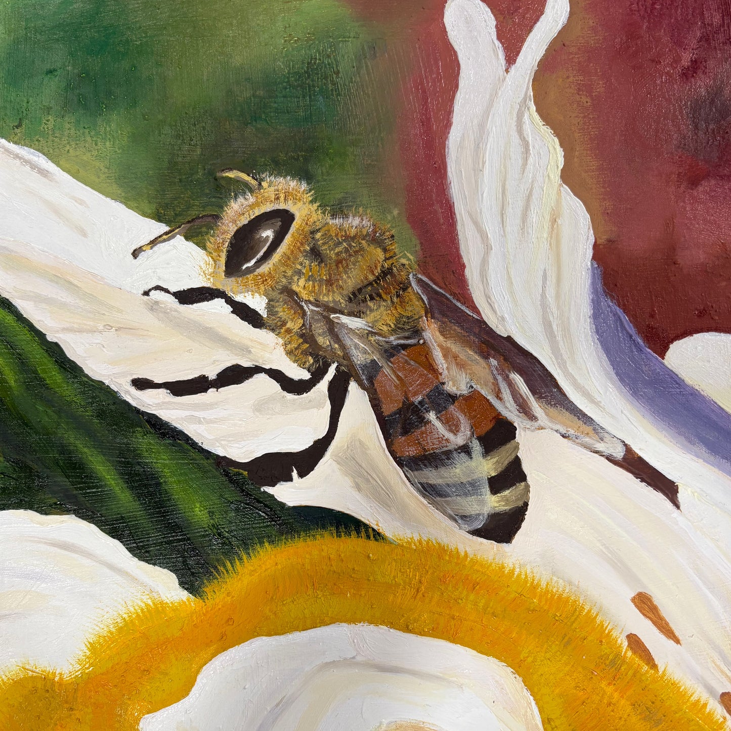 Cuadro al óleo-Lirio y Abeja