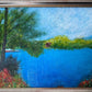Paisaje con lago azul