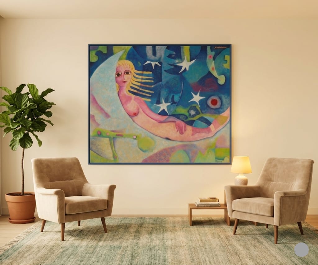 OBRA DE ARTE ORIGINAL "VIAJANDO CON LUNA"