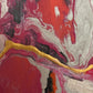 Pintura abstracta fluida en tonos magenta y plata con líneas doradas en relieve - Arte Contemporáneo - Fuego roto