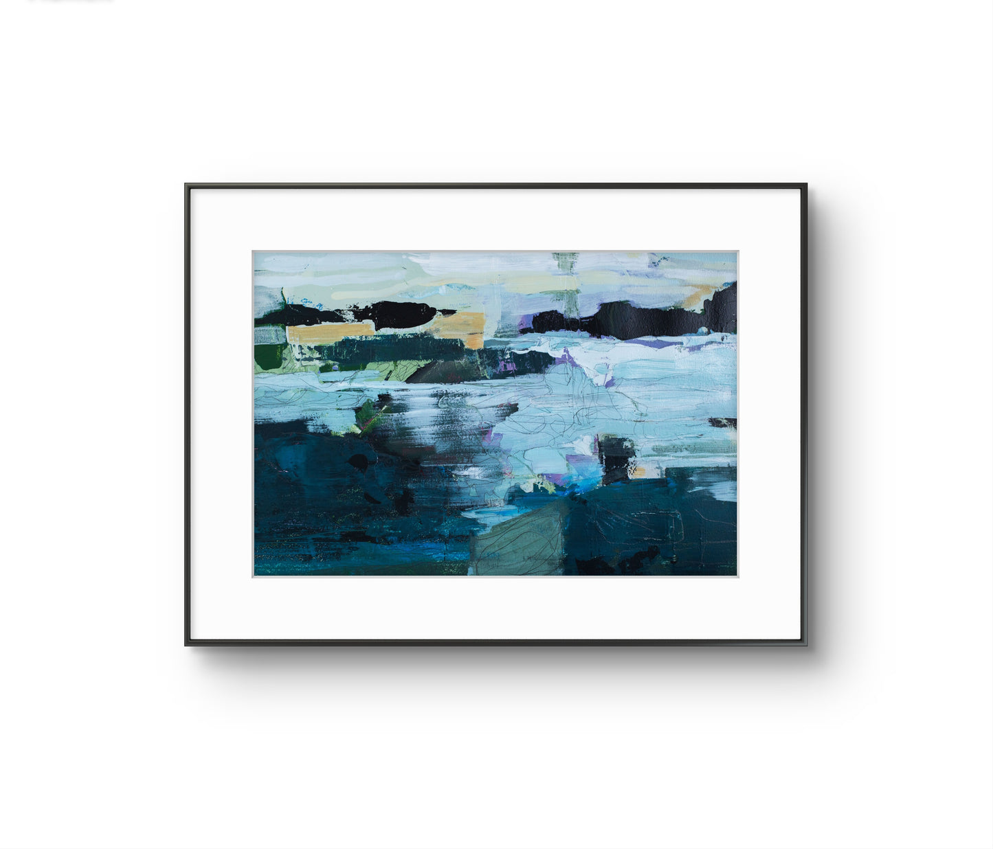 Pintura abstracta - Paisaje marino en azul