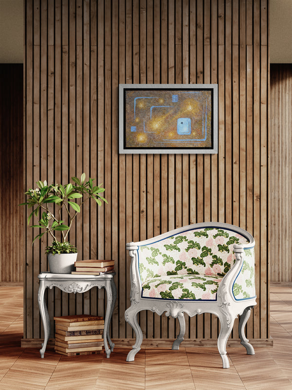 Obra de arte original "Luna nueva en charco otoñal"