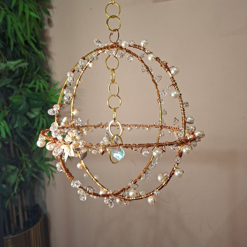 3 aros con adorno de mini perlitas - Atrapasol 3D