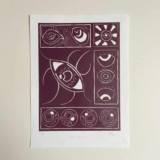 linograbado  Ojos rojos