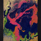 Pintura abstracta fluida en tonos magenta y plata con líneas doradas en relieve - Arte contemporáneo - Fuego Roto