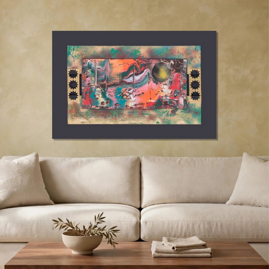Trabajo abstracto en acrílico fluido con contrastes vibrantes y texturas - Obra de arte original Convivencia Exitosa