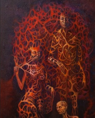 Obra de arte original -Tres en Rojo