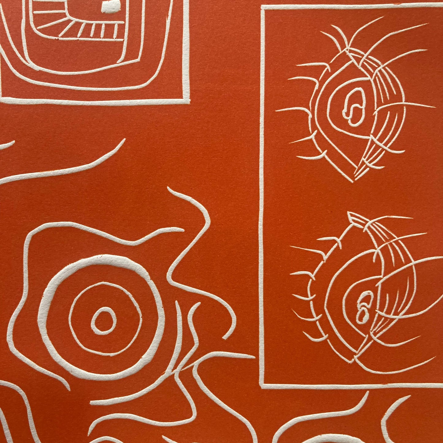 Linograbado - Ahogada en las miradas