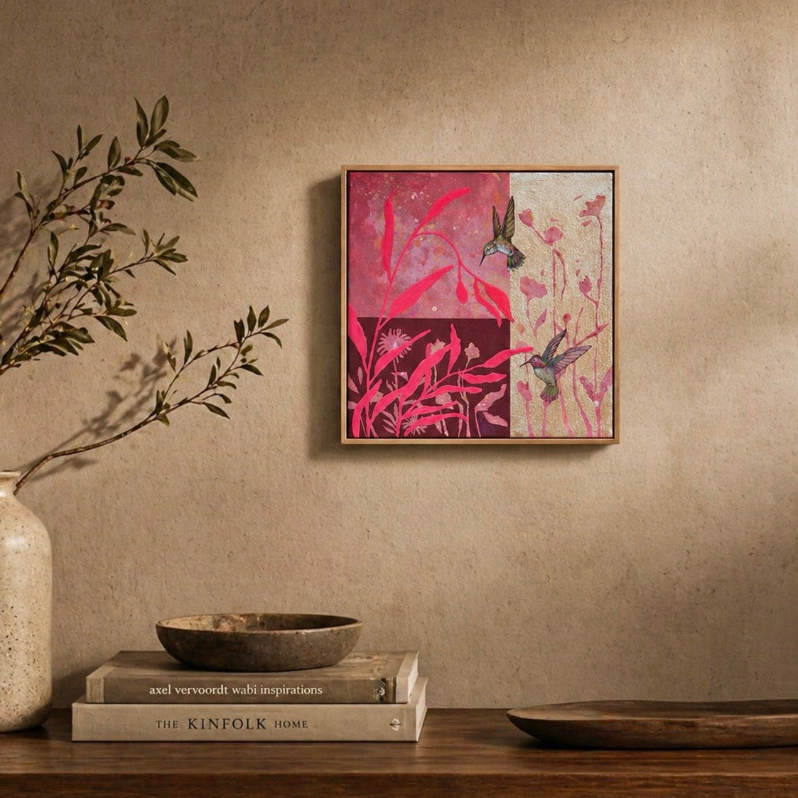 Obra de arte Original- Colibríes en Primavera