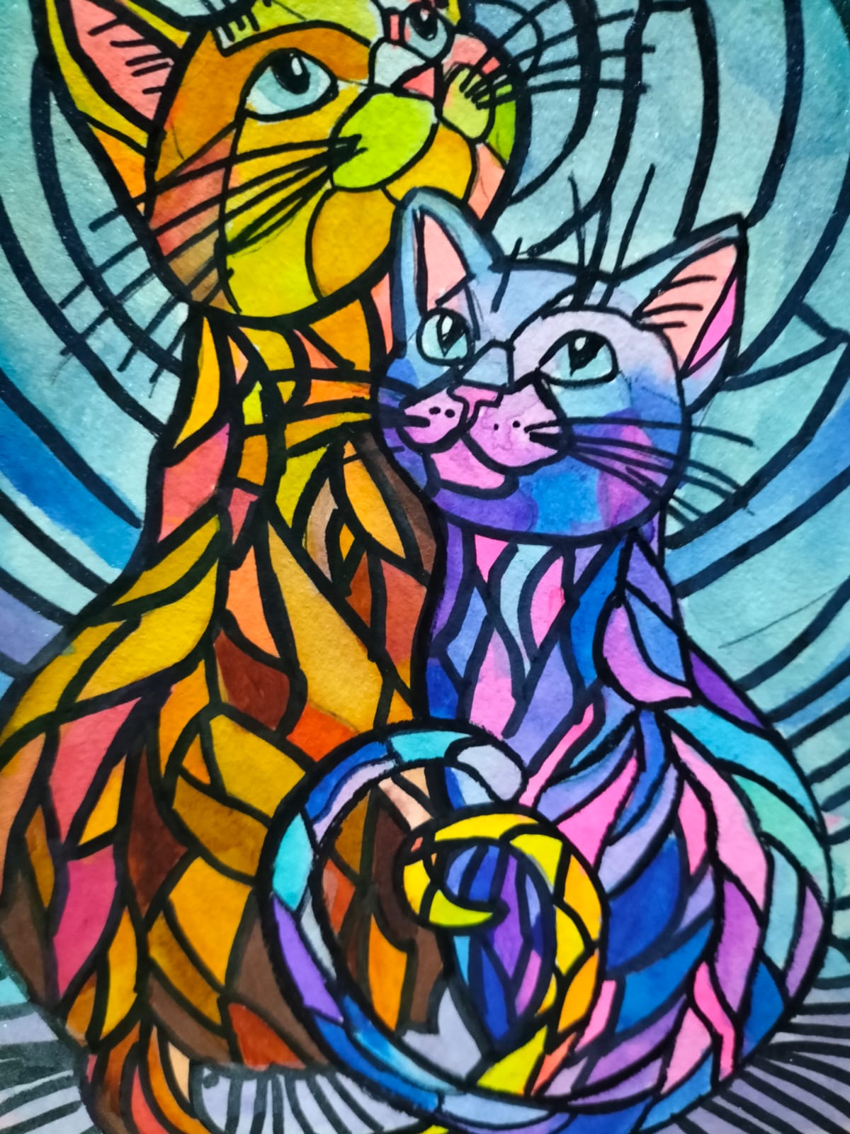 Obra de arte original- Love cats