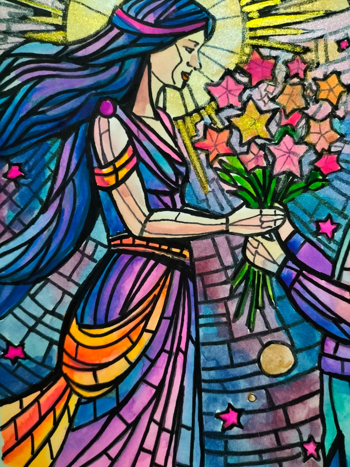 Obra de arte original-  Ramo de estrellas