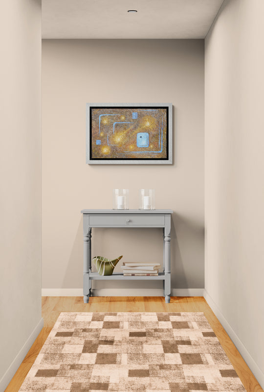 Obra de arte original "Luna nueva en charco otoñal"