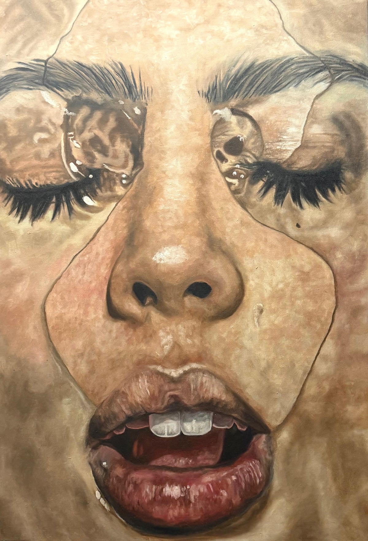rostro en tecnica hiperrealista,  en este caso trabajo una serie de sumergirse en el agua cautivando a la paz que sientes cuando sucede, como si le pones pausa al mundo o al caos . solo la respiracion suspendida.