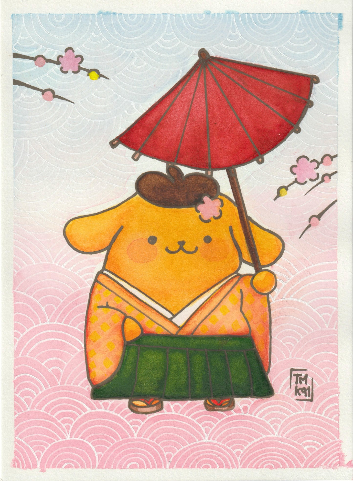 Japurín | Original Kawaii Japonés Pintura Acuarela