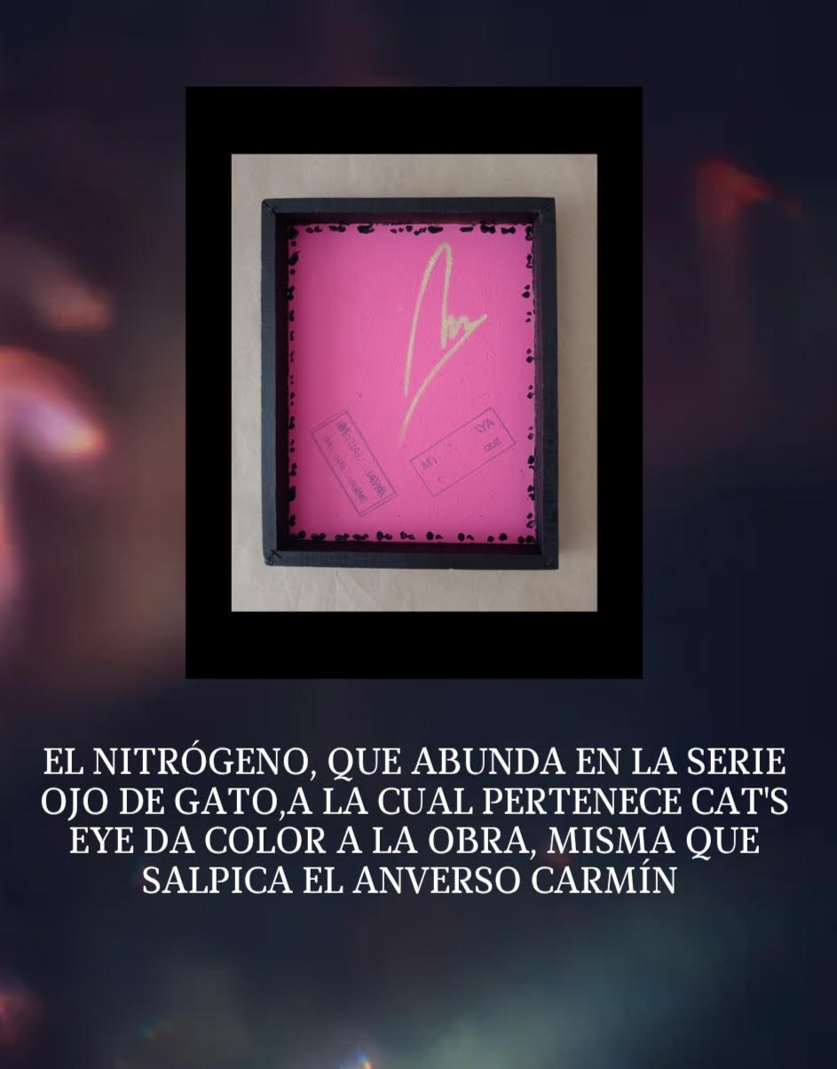 Pintura abstracta fluida de contraste neón con detalles dorados y marco negro - Arte contemporáneo - Cat's eye 1