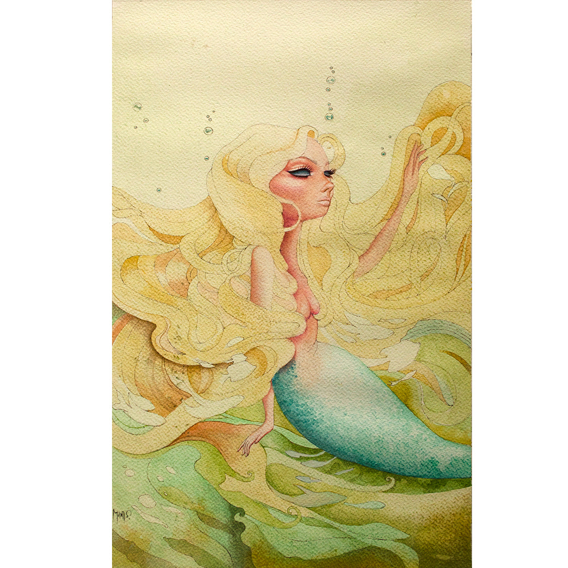 Sirena de cabellos dorados.