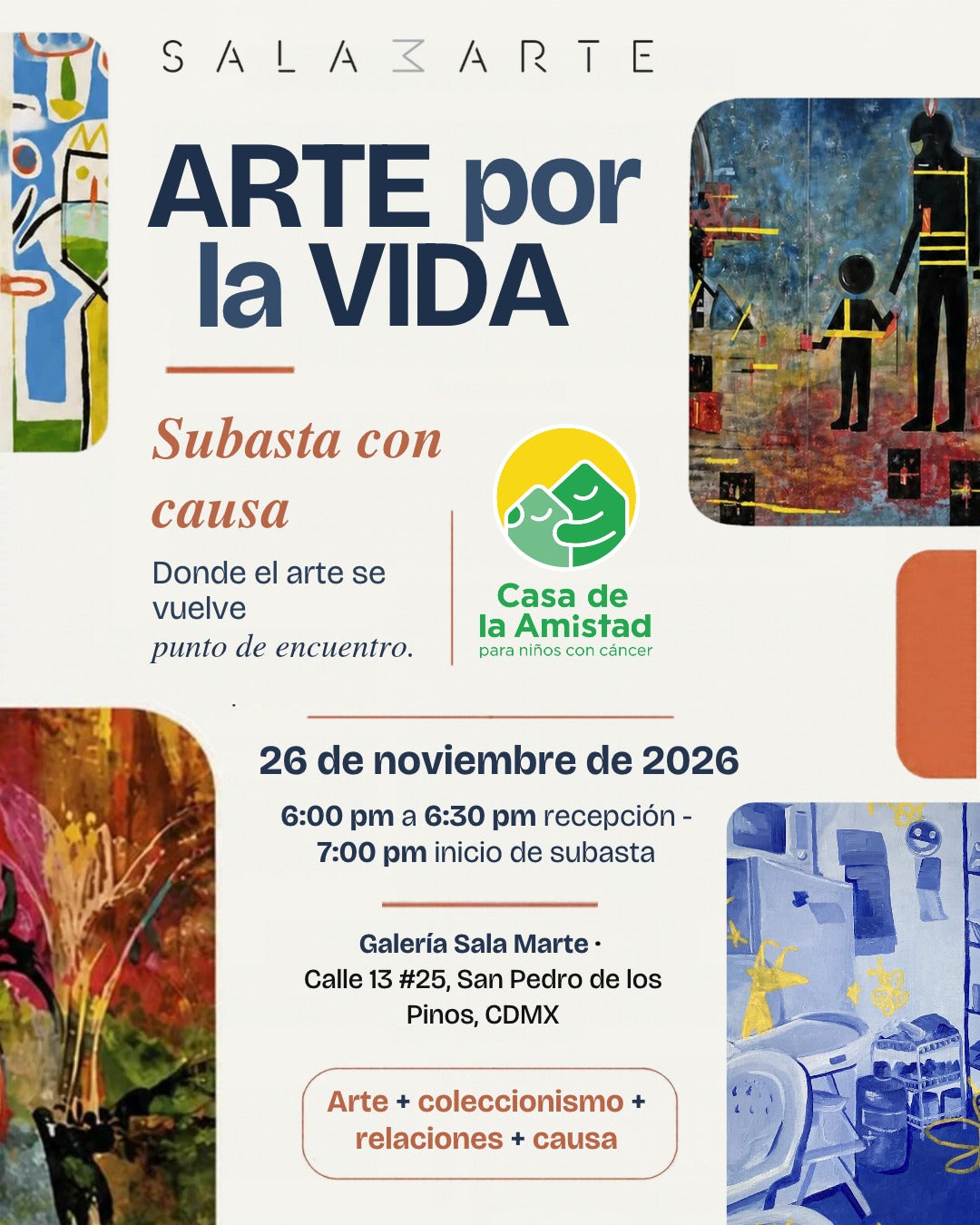 Subasta de Arte con Causa: Galería Sala Marte × Casa de la Amistad