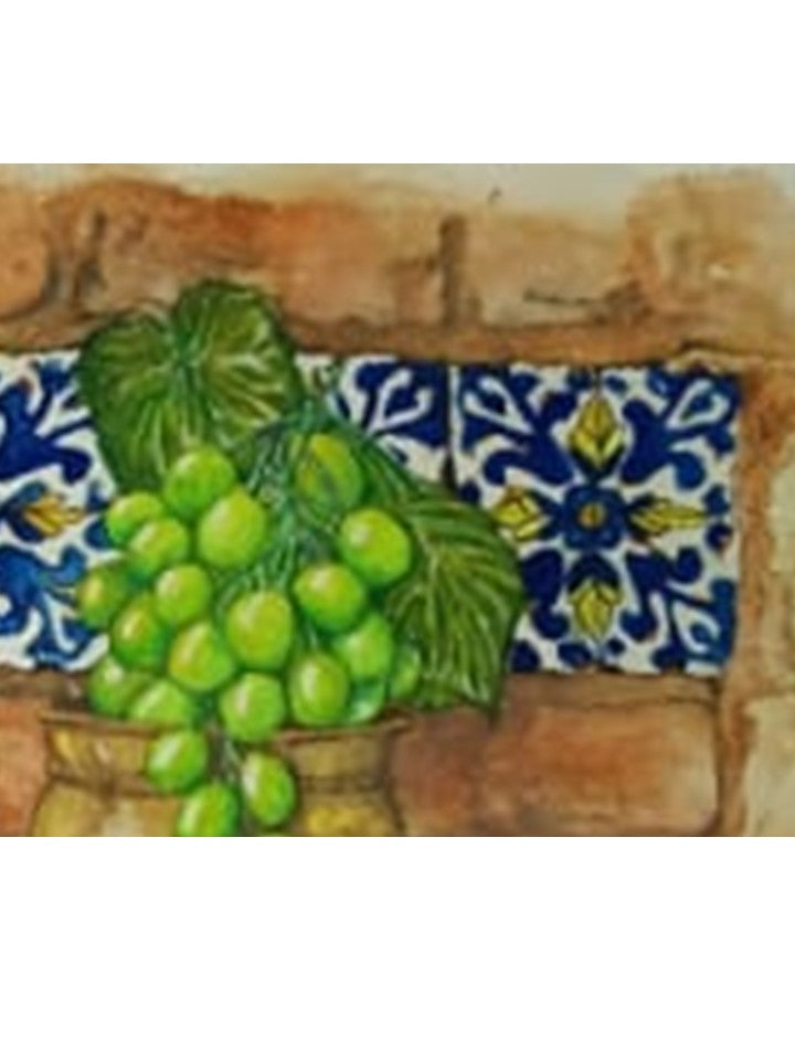 Cuadro decorativo - Talavera azul con uvas