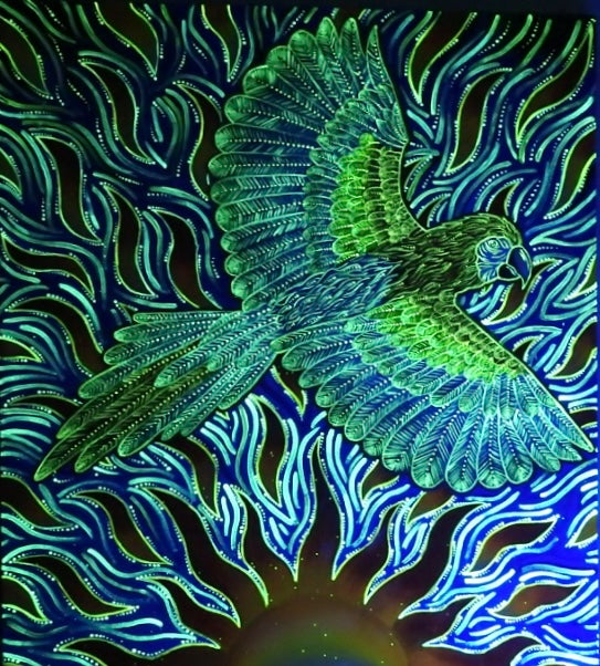 Arte contemporaneo- "AQ'AB'AL-GUACAMAYA ROJA"