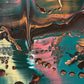 Trabajo abstracto en acrílico fluido con contrastes vibrantes y texturas - Obra de arte original Convivencia Exitosa