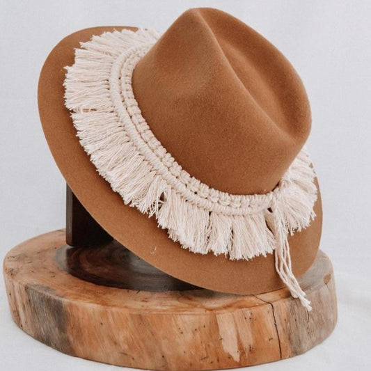 Sombrero Fieltro con macramé